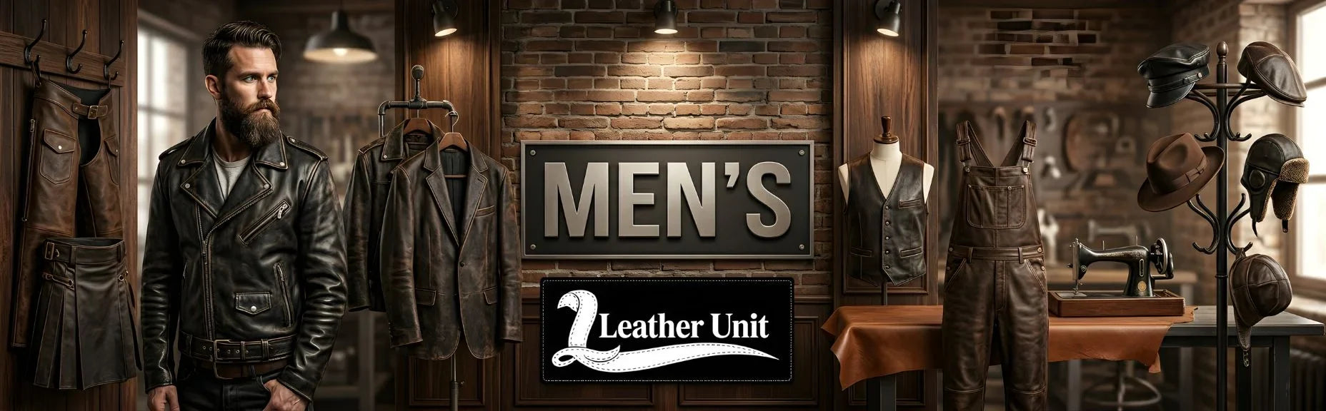 Men’s premium clothing and outerwear collection by Leather Unit featuring suits, blazers, coats, jackets, and timeless modern wardrobe essentials