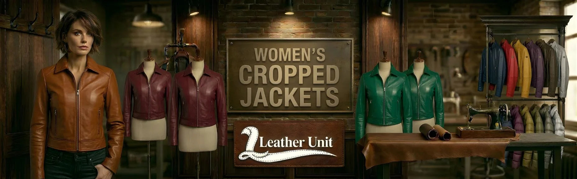 Women’s premium cropped jackets by Leather Unit featuring tailored fit, modern cropped silhouette, and versatile chic street-style fashion design