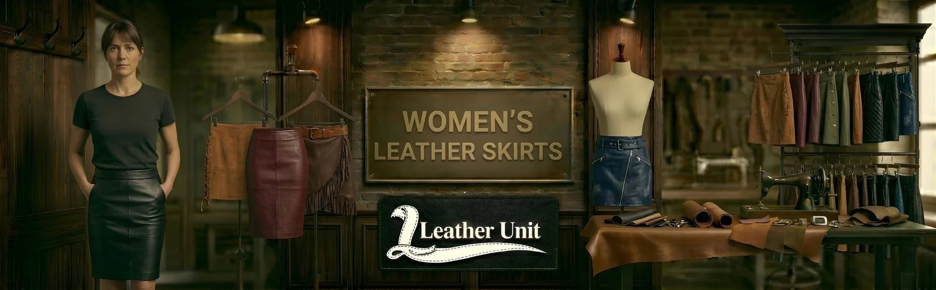 Premium women's leather skirts collection in genuine leather by Leather Unit with modern and classic styles