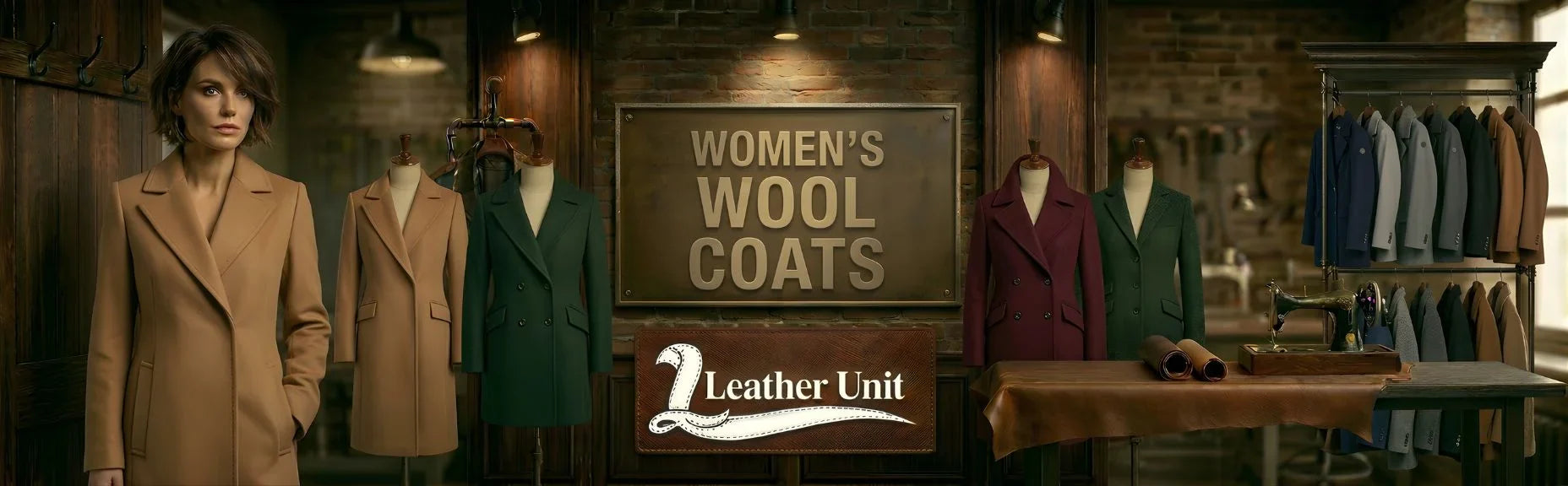 Women’s premium wool coats by Leather Unit in tailored wool featuring warm, elegant, and versatile layering with timeless sophisticated style
