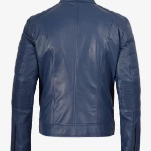 Men’s Blue Biker Style Leather Jacket