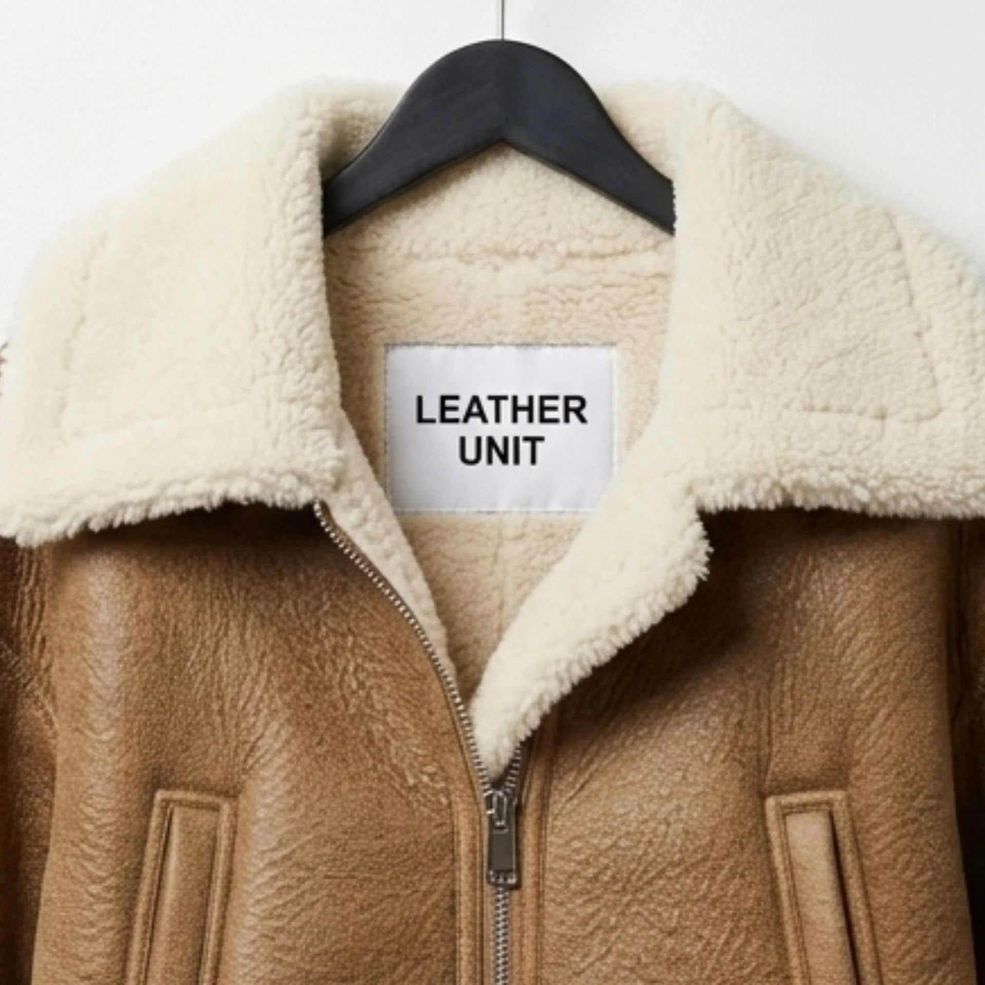 Women’s brown cropped shearling aviator jacket with oversized fur collar