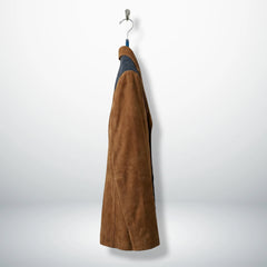 Side profile of men’s brown suede western sport coat on hanger