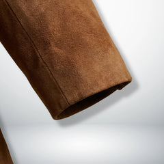 Detail of sleeve cuff on men’s brown suede western blazer jacket