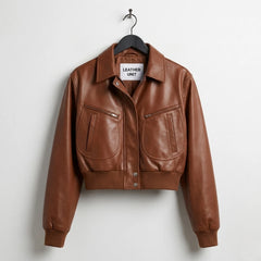 leather-unit-womens-brown-cropped-leather-bomber-pocket-zip-detail