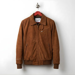 Men's Mocha Brown Suede Leather Bomber Jacket – Leather Unit