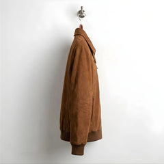 Men's Mocha Brown Suede Leather Bomber Jacket – Leather Unit