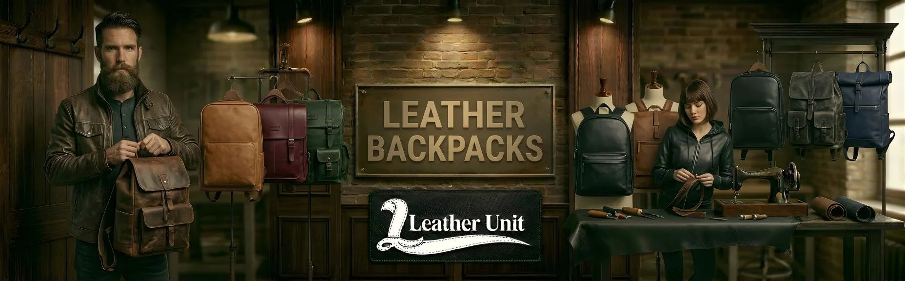 Premium leather backpacks for men and women by Leather Unit in genuine leather featuring durable build, spacious storage, and timeless everyday style