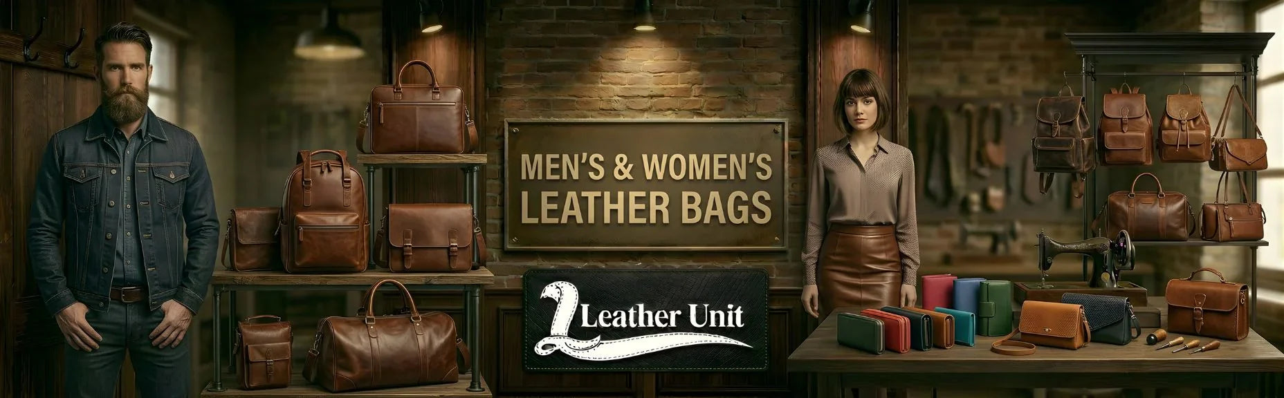 Premium leather bags for men and women by Leather Unit in genuine leather featuring durable craftsmanship, timeless style, and versatile everyday functionality