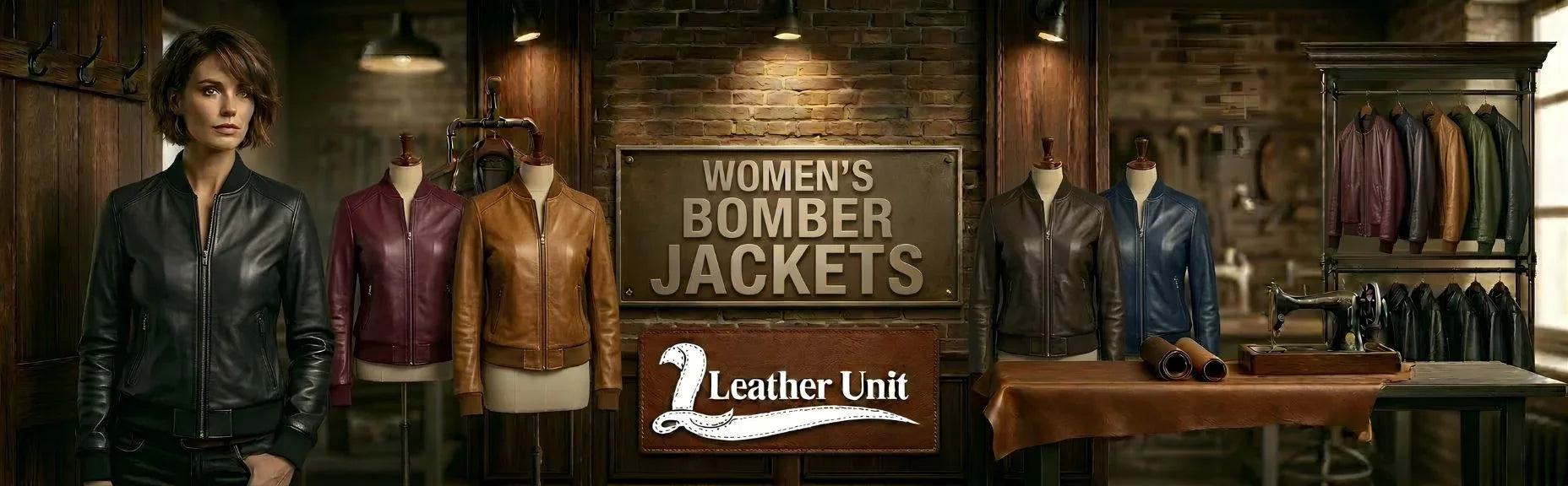 Women’s premium leather bomber jackets by Leather Unit in genuine leather featuring classic silhouette, soft texture, and versatile modern casual style