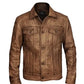 Men Distressed Leather Trucker Vintage Jacket