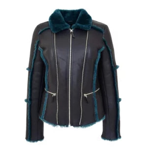 Womens Real Sheepskin Aviator Jacket