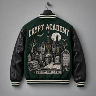 Back hanger view showing Crypt Academy gothic mansion, cemetery and Study the Dark jacket artwork