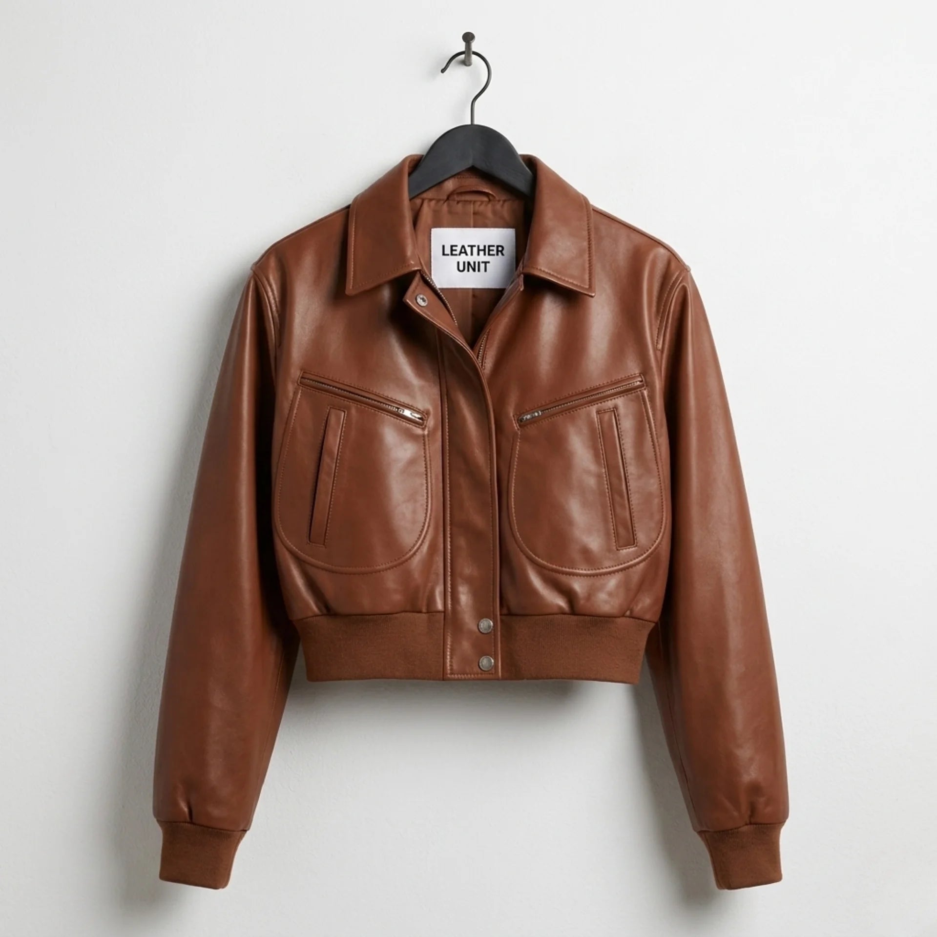leather-unit-womens-brown-cropped-leather-bomber-pocket-zip-detail