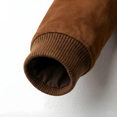 Men's Mocha Brown Suede Leather Bomber Jacket – Leather Unit