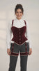 Short fashion product video highlighting burgundy velvet corset panels, silver-tone front fasteners and coordinating harness details.
